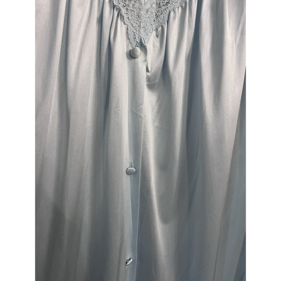 Vanity Fair Vintage Blue Nylon Nightgown M Lace Button Front 70s Cottagecore - Picture 4 of 5